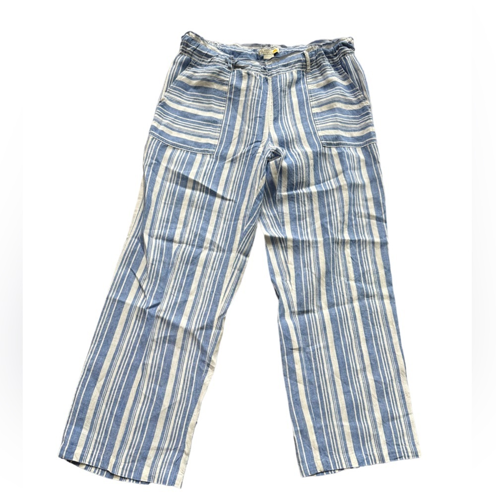 C&C California Womens 100%‎ Linen Stripe Straight Leg Pants Size XL